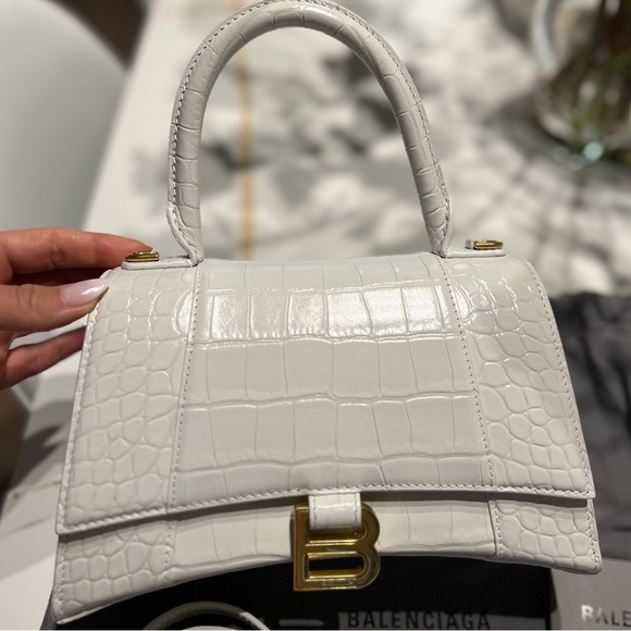 Balenciaga Hourglass Small Croc-Embossed Top-Handle Bag - Picture 5 of 11